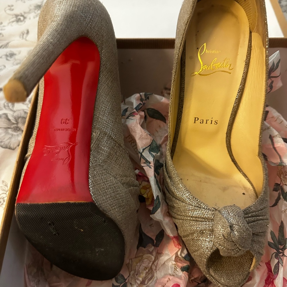 Christian Louboutin Glittering Silver Knot Heels